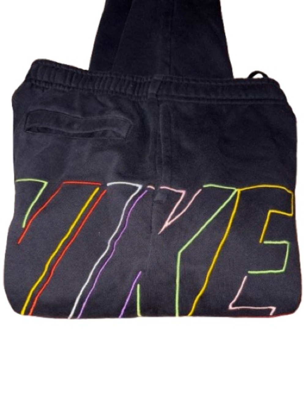 Nike Club Fleece Black Sweatpants with Multicolor Embroidered Graphic size S - Picture 10 of 12